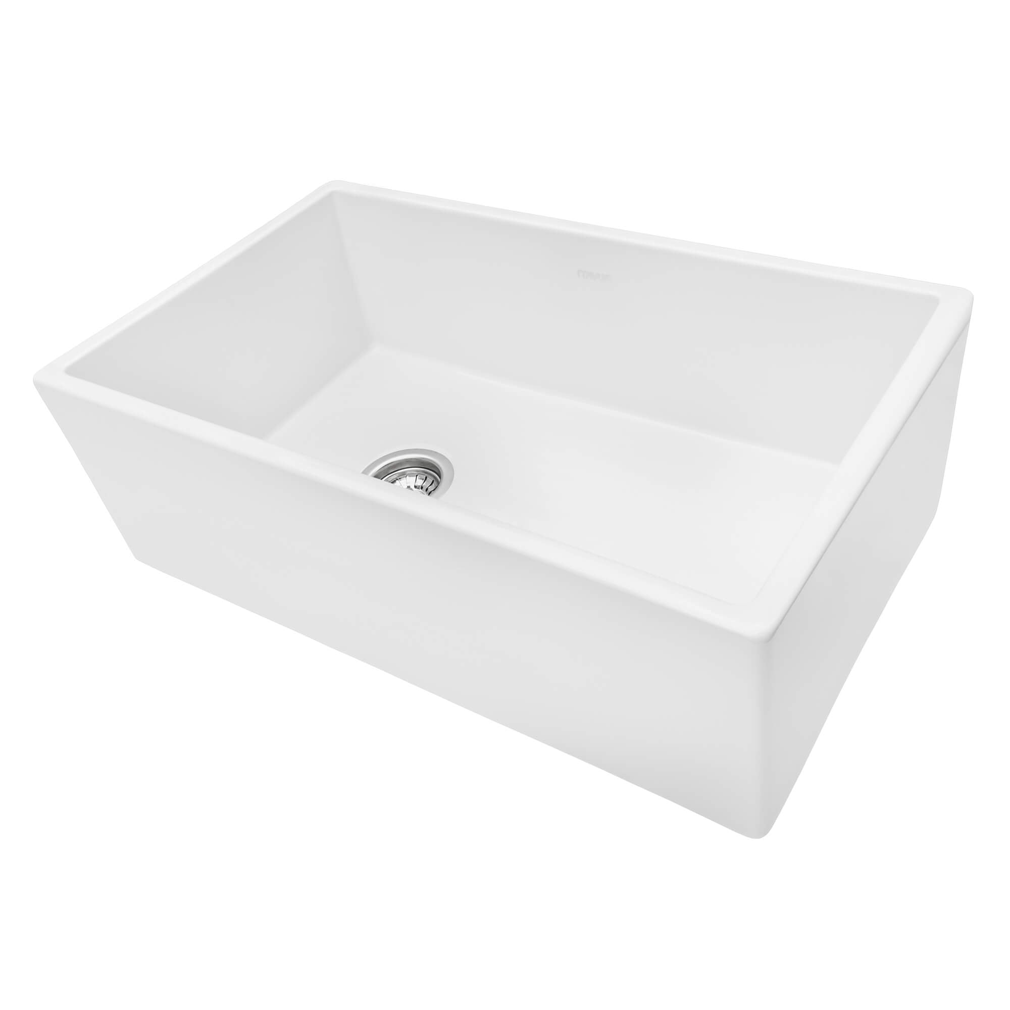 Fiamma Model: RVL2018WL Ruvati 30-inch Fireclay Farmhouse Offset Drain Kitchen Sink Single Bowl White – Left Drain – RVL2018WL