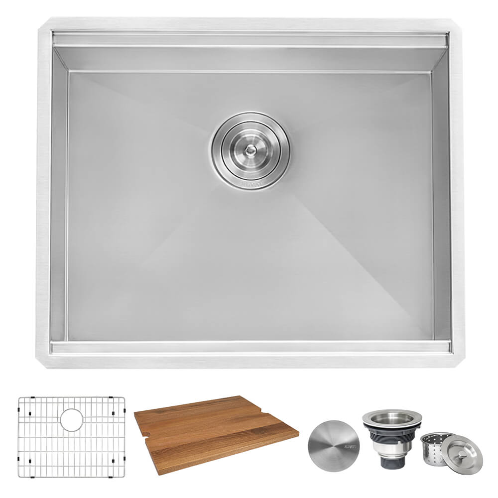 Roma Ruvati 18" x 19"Workstation Bar Prep Sink Undermount 16 Gauge Ledge Stainless Steel Single Bowl – RVH8319