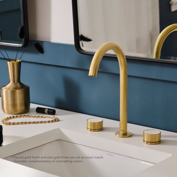 Athena Model: RVF5232SG Ruvati Athena Two Handle Stone Marble Luxury Knob Widespread Bathroom Faucet in Brushed Gold – RVF5232SG