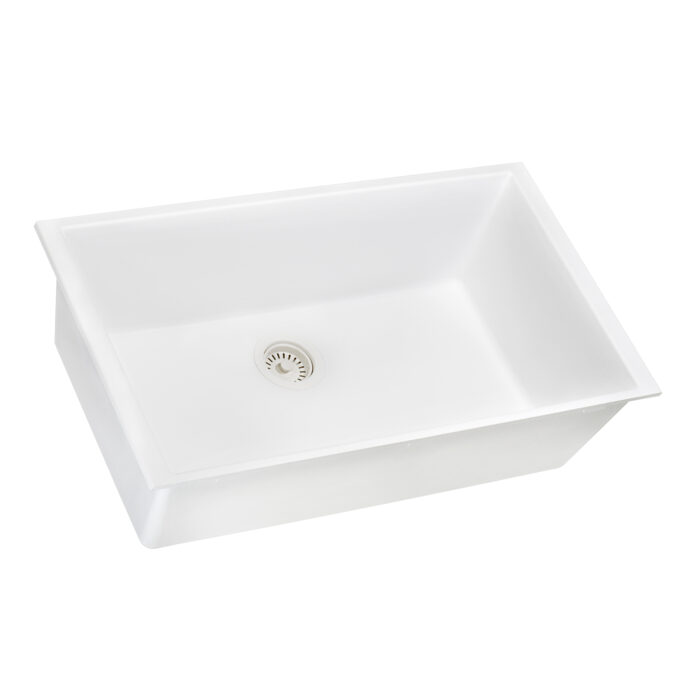 epiGranite Model: RVG2030WH Ruvati 30 x 18 inch Granite Composite Quartz Undermount Single Bowl Kitchen Sink – Arctic White Matte – RVG2030WH