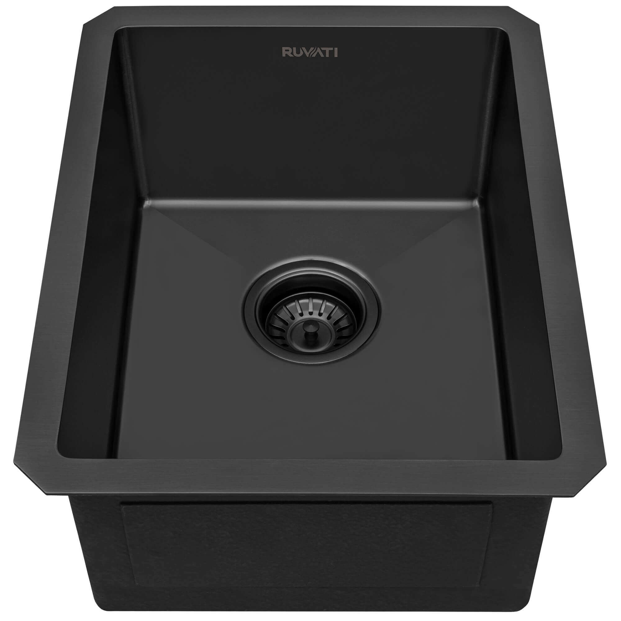 Terraza Ruvati 14" Gunmetal Black Stainless Steel Undermount Bar Prep Sink – Model# RVH7114BL