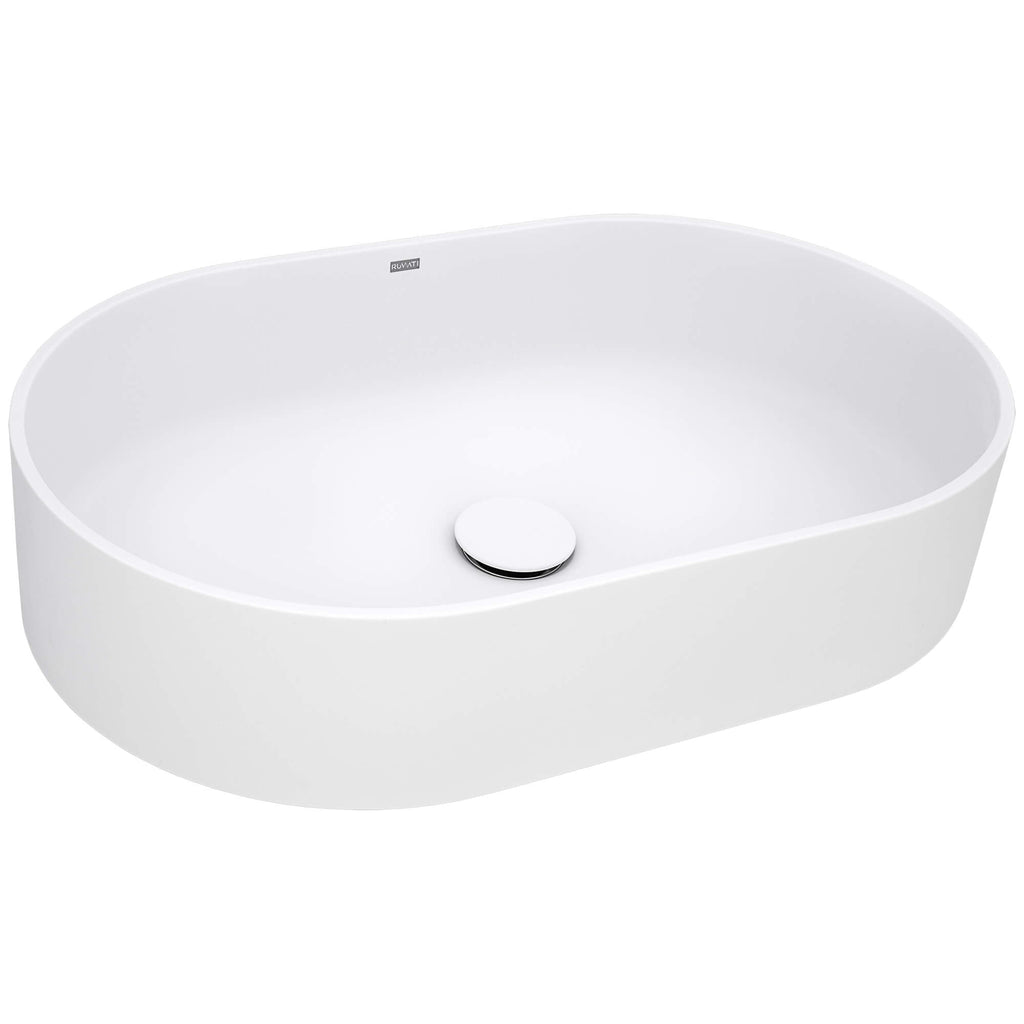 Omnia Model: RVB2550WH Ruvati 23-inch Matte White epiStone Solid Surface Modern Bathroom Vessel Sink – RVB2550WH