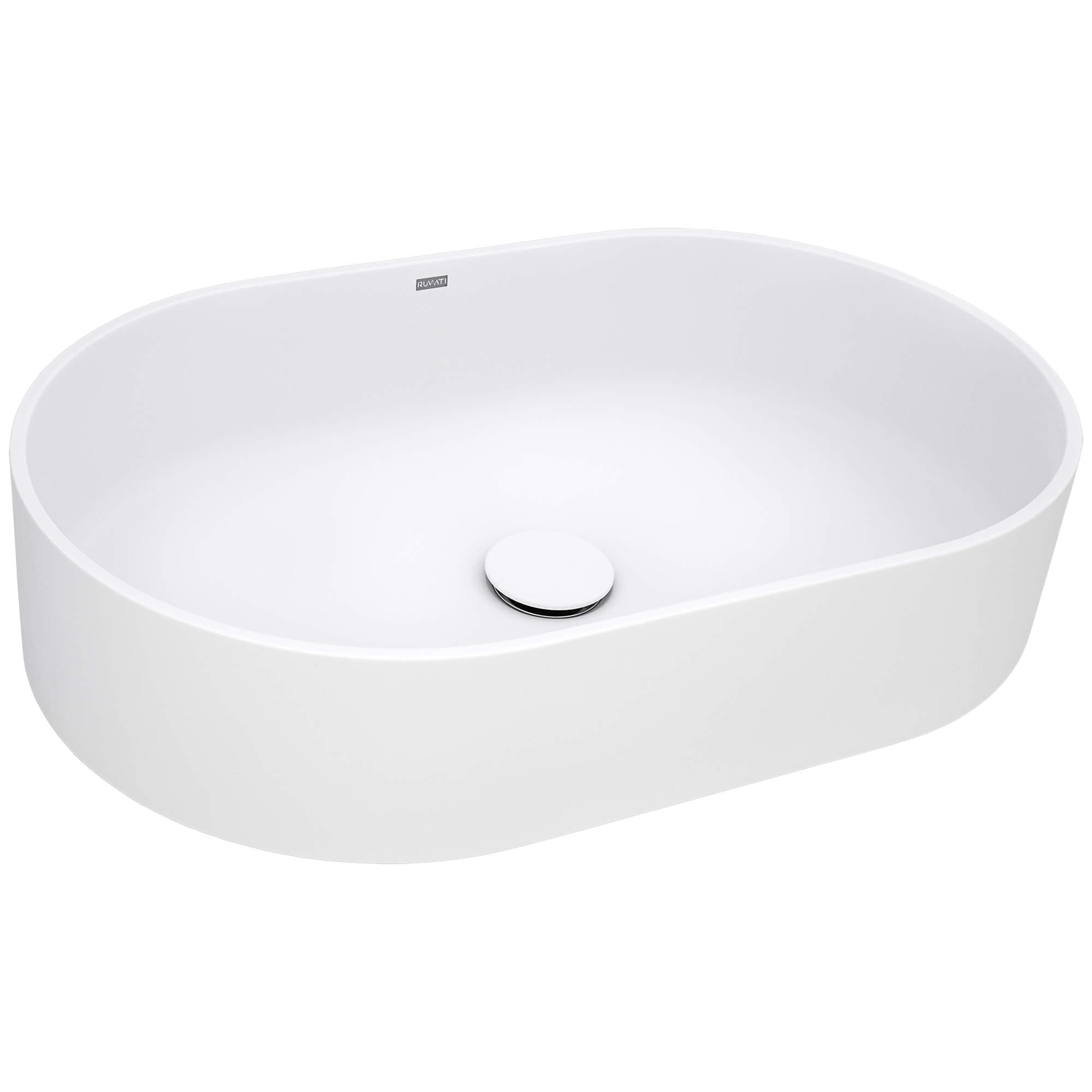 Omnia Model: RVB2550WH Ruvati 23-inch Matte White epiStone Solid Surface Modern Bathroom Vessel Sink – RVB2550WH