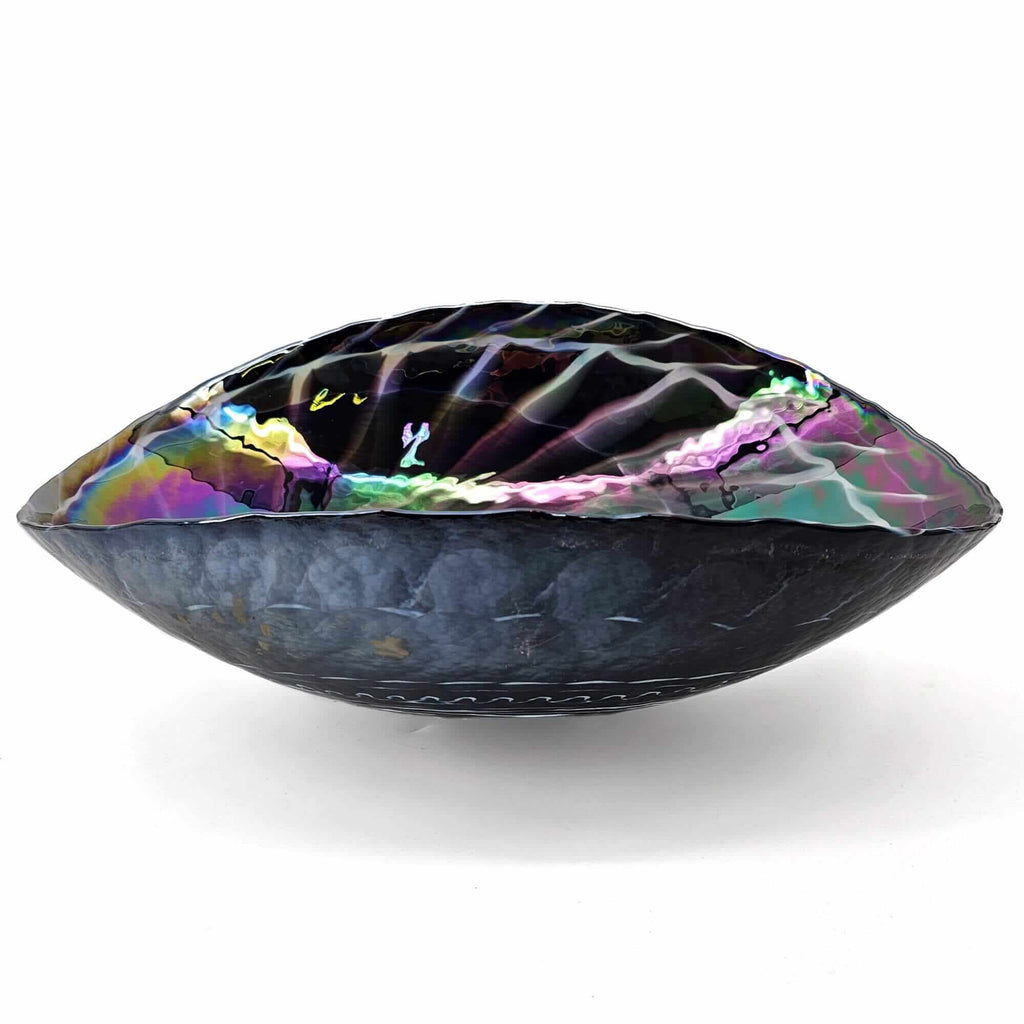 Murano Model: RVB3048 Ruvati 19 inch Murano Glass Art Vessel Seashell Decorative Pattern Bathroom Sink – Cosmic Black – RVB3048