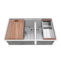 Roma Ruvati 36-inch Workstation 60/40 Double Bowl Undermount 16 Gauge Stainless Steel Kitchen Sink – Model # RVH8359