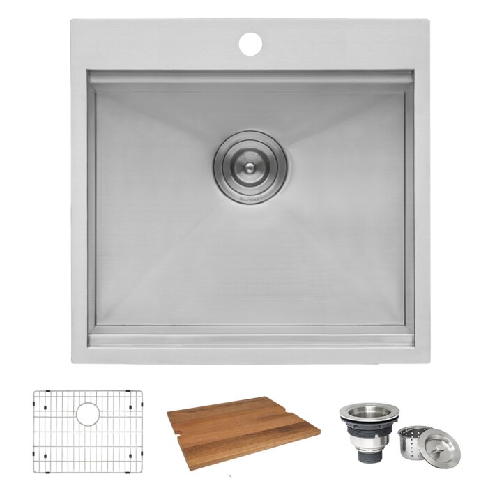 Alto Ruvati 21 x 20 x 12 inch Drop-in Topmount Laundry Utility Workstation Sink 16 Gauge Stainless Steel – Model# RVU6421
