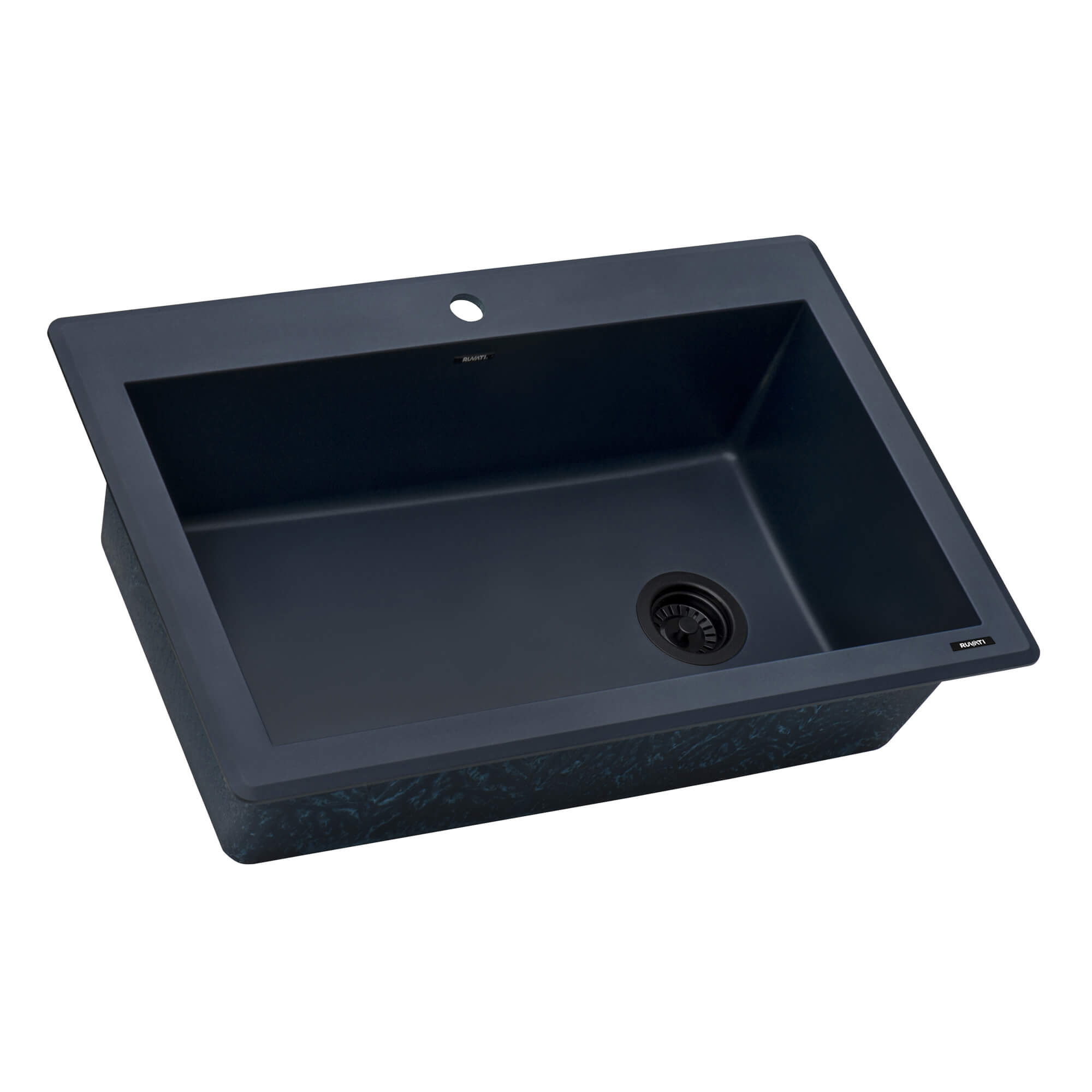 epiGranite Model: RVG1033LU Ruvati 33 x 22 inch Granite Composite Quartz Drop-in Topmount Single Bowl Kitchen Sink – Catalina Blue – RVG1033LU