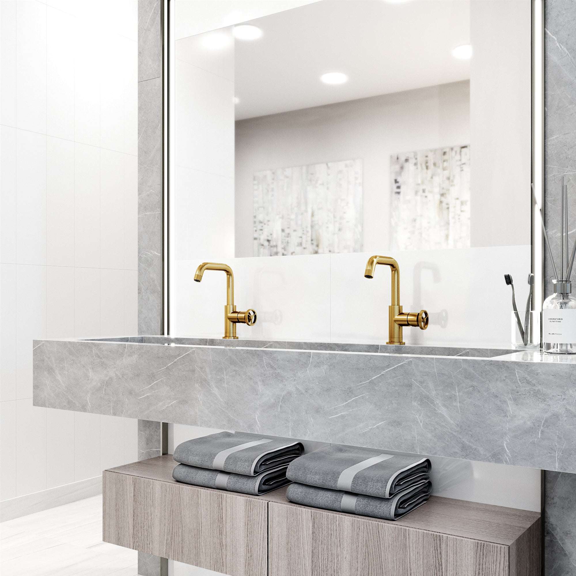 VIGO - Cass Single Hole Bathroom Faucet with Knurled Wheel Handle In Matte Brushed Gold Model# VG01047MG