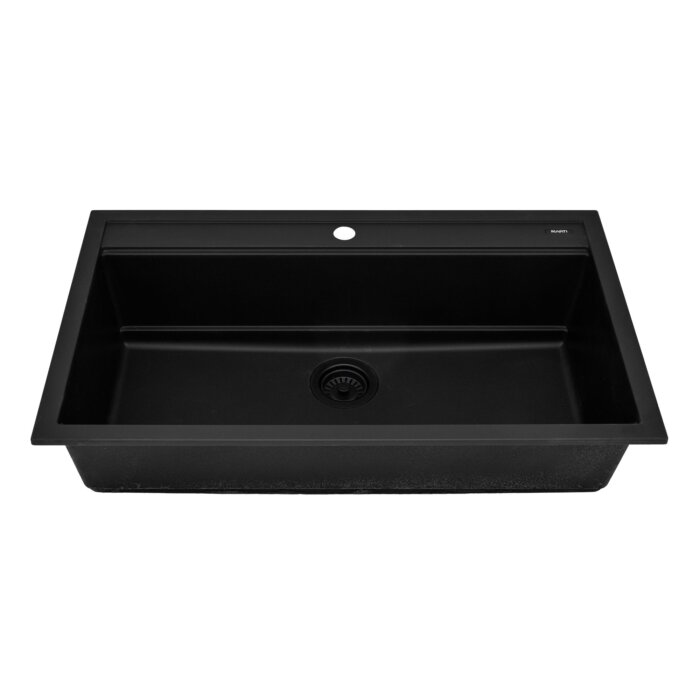 epiCube Model: RVG1634BK Ruvati 34-inch epiCube Granite Composite Quartz Workstation Matte Black Drop-in Topmount Kitchen Sink – RVG1634BK