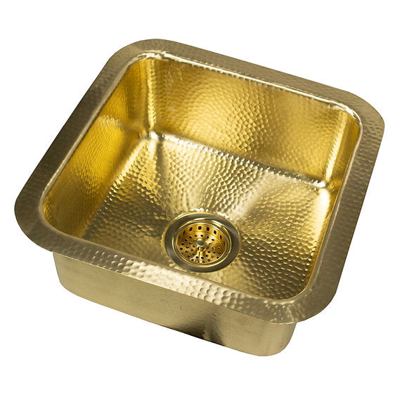 Nantucket Sinks - Matte Finish Hammered Brass Square Dual-mount Bar Sink Model #SQRB-7MF