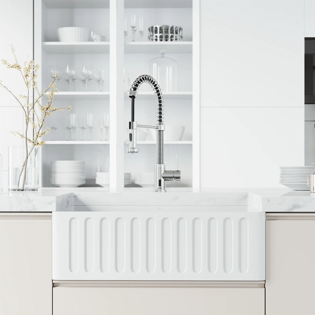 VIGO - Edison 19" Single Handle Smart Pull-Down Touchless Kitchen Faucet With Spring In Chrome Finish Model# VG02001CHS