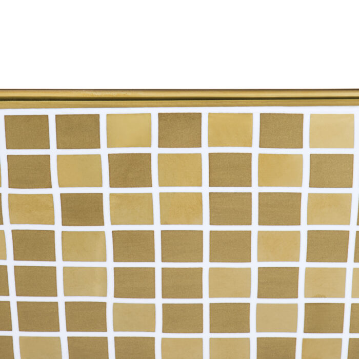 Pietra Model: RVB1515WG4 Ruvati 15 x 15 inch Bathroom Vessel Sink Gold Decorative Pattern Above Vanity Counter White Porcelain Ceramic – Model# RVB1515WG4