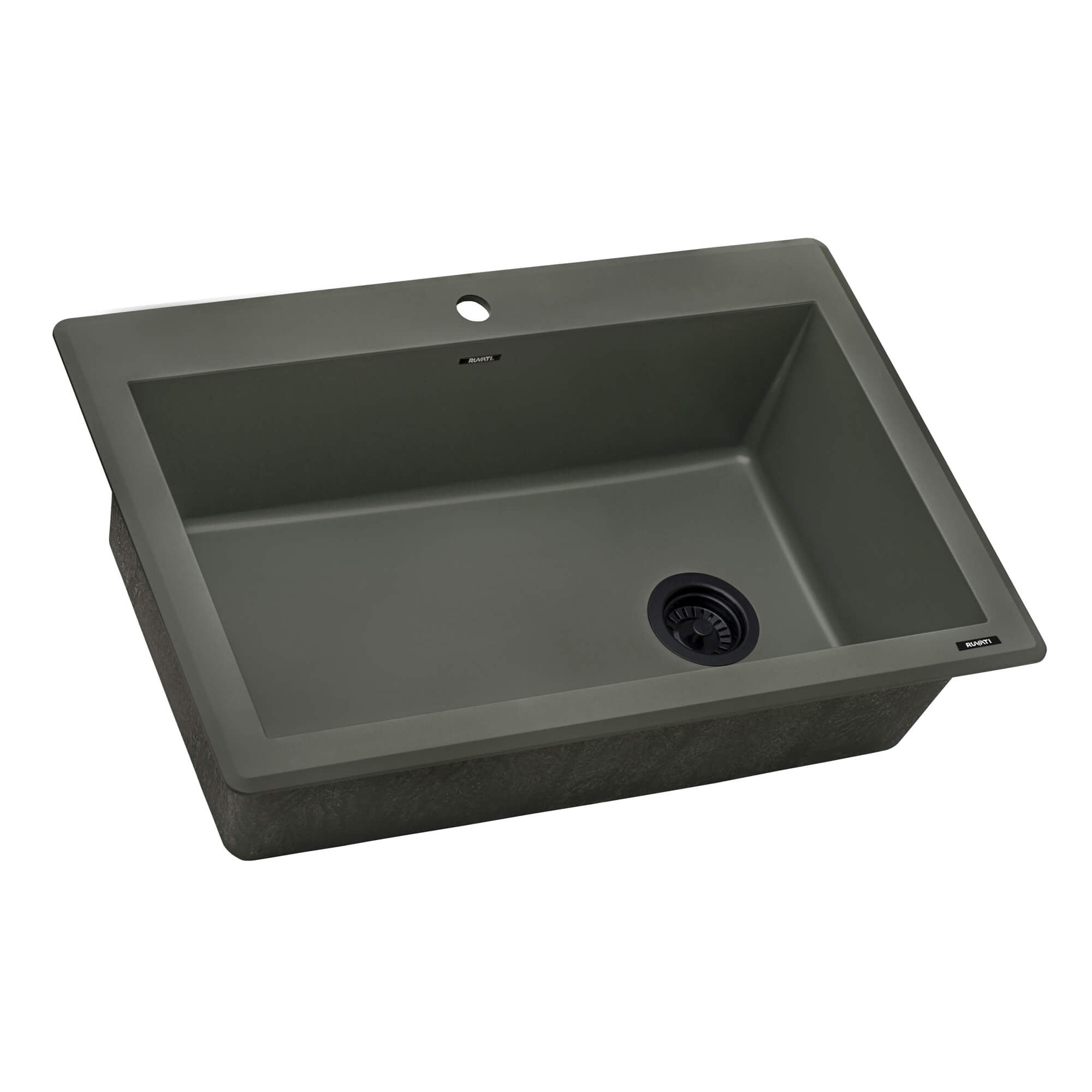 epiGranite Model: RVG1033RN Ruvati 33 x 22 inch Granite Composite Quartz Drop-in Topmount Single Bowl Kitchen Sink – Juniper Green – RVG1033RN