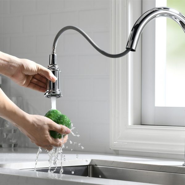 Single Handle Pull-Down 1 Hole Kitchen Faucet in Chrome Model# KSK1124C