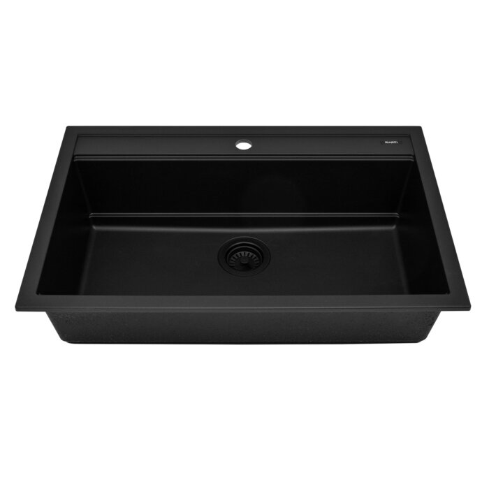 Ruvati 31-inch epiCube Granite Composite Quartz Workstation Matte Black Drop-in Topmount Kitchen Sink – RVG1631BK