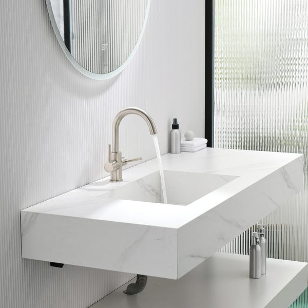 Oakland Two Handle Bathroom Sink Faucet with Pop Up Drain in Brushed Nickel – Model # KSB1217BN