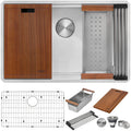 Roma Ruvati 32-inch Workstation Ledge Undermount 16 Gauge Stainless Steel Kitchen Sink Single Bowl – Model # RVH8300