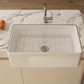 Oakland 33″ Single Bowl Porcelain Apron Farm Sink in White Model # KPF3320W-CB
