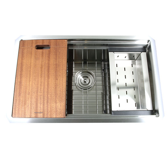 Nantucket Sinks - 28" Pro Series Prep-Station Single Bowl Undermount Stainless Steel Kitchen Sink Model# SR-PS2-2818-16