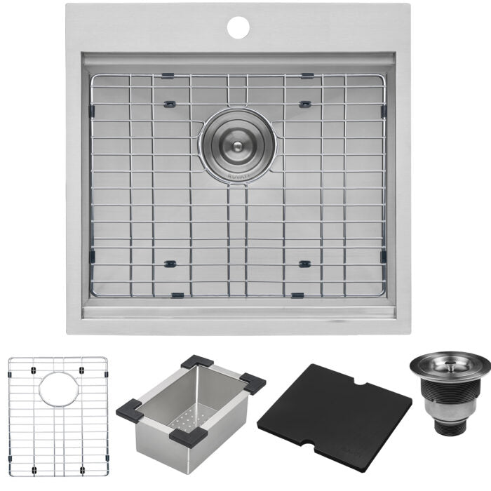 Merino Ruvati 21" x 20" Outdoor Workstation Sink T-316 Marine Grade Top Mount Stainless Steel BBQ – Model# RVQ5221