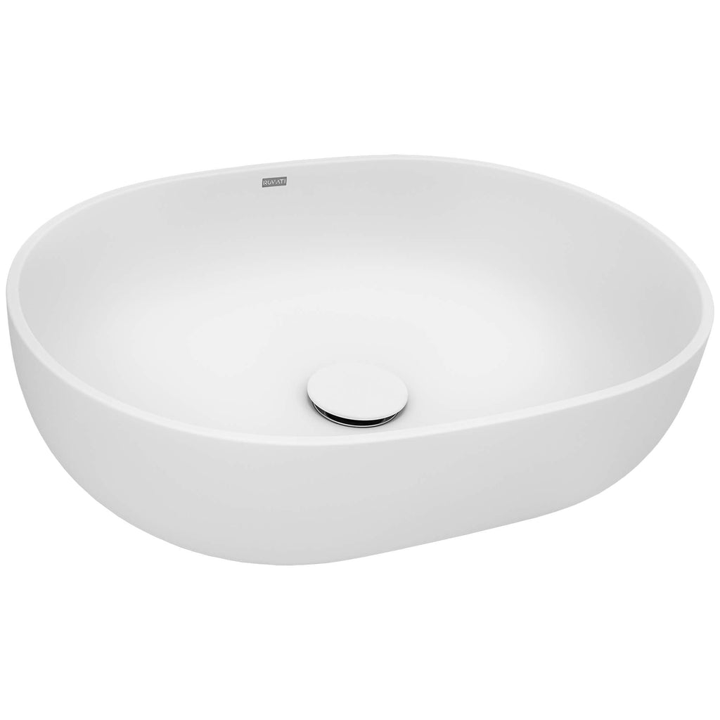 Canali Model: RVB2119WH Ruvati 19-inch Matte White epiStone Solid Surface Modern Bathroom Vessel Sink – RVB2119WH