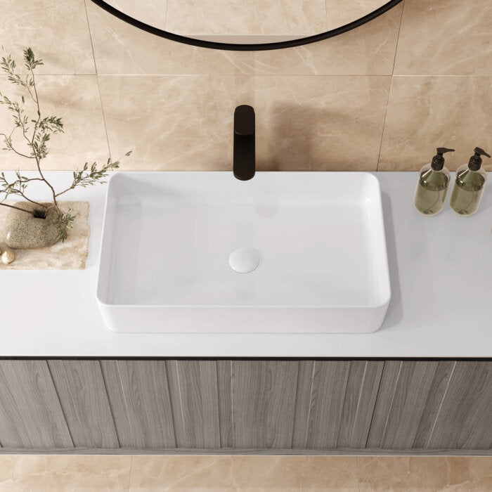 Vista Model: RVB2416 Ruvati 24 x 16 inch Bathroom Vessel Sink White Rectangular Above Counter Porcelain Ceramic – RVB2416