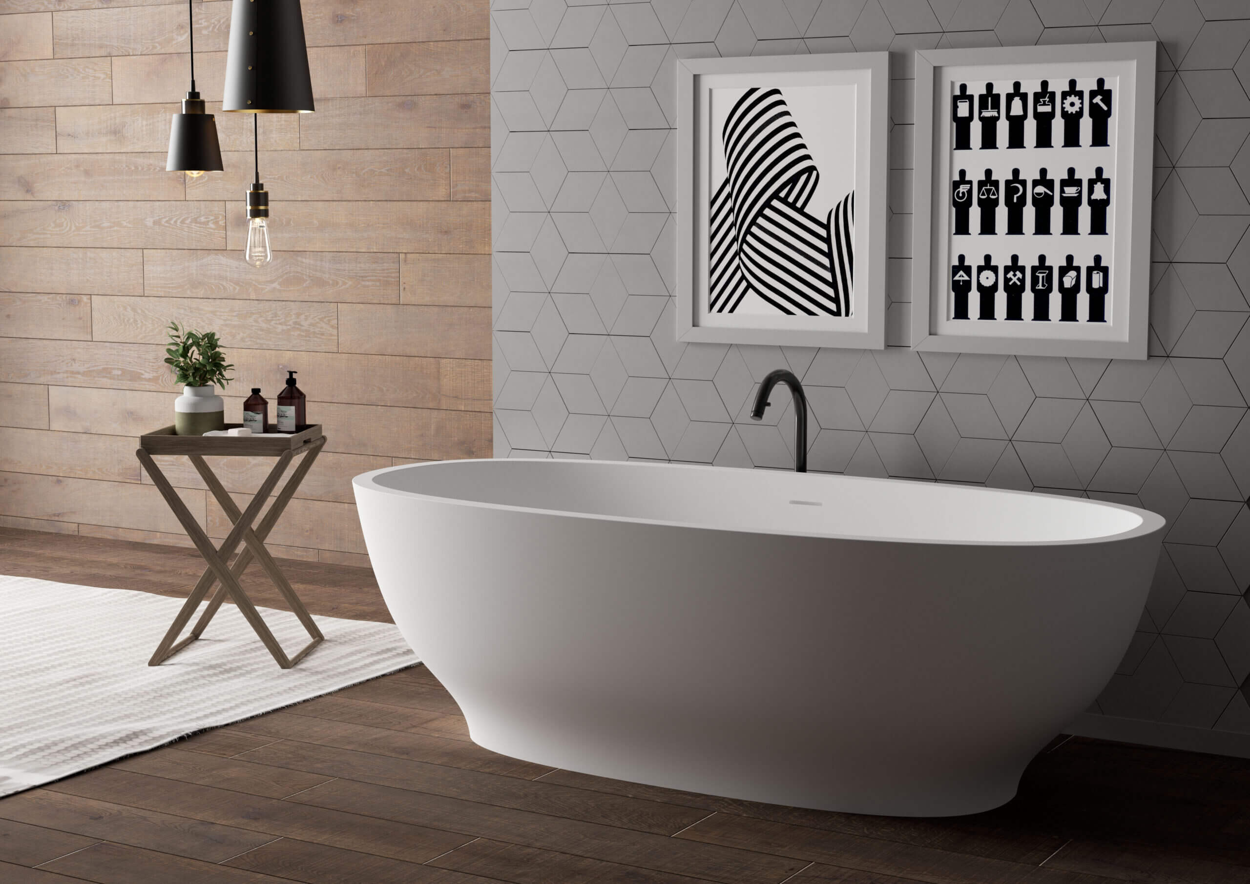 Viola Ruvati 69-inch White epiStone Solid Surface Oval Freestanding Bathtub Viola – Model# RVB6732WH
