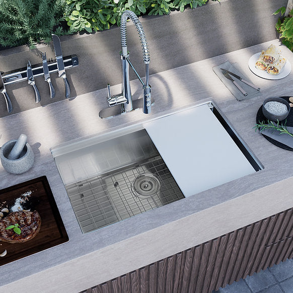 Nantucket Sinks - All-Weather Undermount Outdoor Stainless Steel WorkStation Sink Model# AW-PS-3219-16
