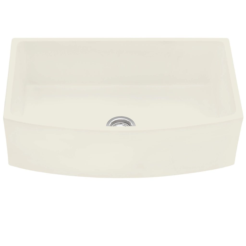 Fiamma Model: RVL2398BS Ruvati 33 inch Fireclay White Farmhouse Kitchen Sink Bow Front Curved Apron Single Bowl – RVL2398BS