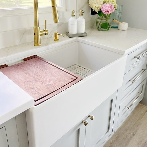 Nantucket Sinks - 30" Fireclay Reversible Workstation Farmhouse Fireclay Sink with Offset Drain and Accessories Model# T-PS30W