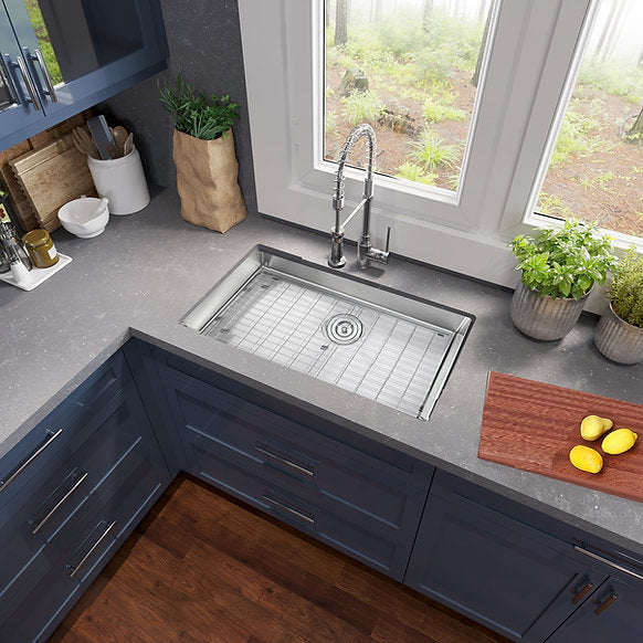 Nantucket Sinks - 30" Single Bowl Zero Radius ADA Stainless Steel Kitchen Sink Model# SS-PRO-ZR3018-5.5