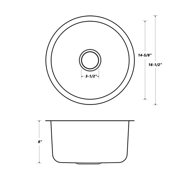 Oakland 16″ Undermount 18 Gauge Round Stainless-Steel Single Bowl Bar/Prep Sink Model# KSU1616R