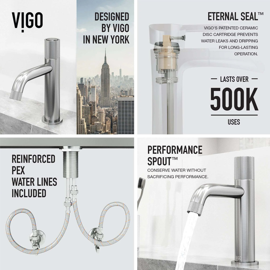 VIGO - Apollo Single Hole Bathroom Faucet In Brushed Nickel Model# VG01048BN