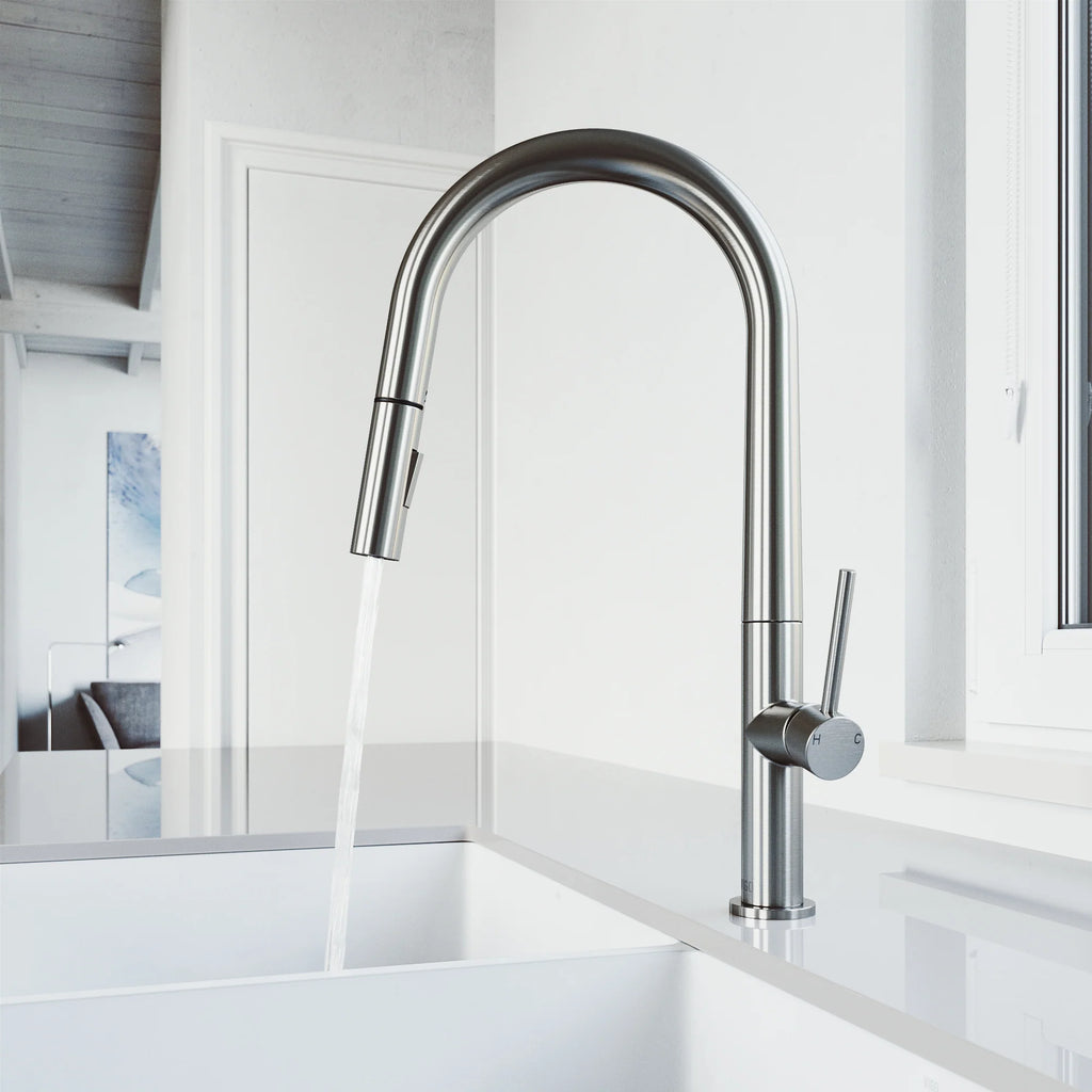 VIGO - Greenwich 18 in. Single Handle Pull-Down Kitchen Faucet In Stainless Steel Finish Model# VG02029ST