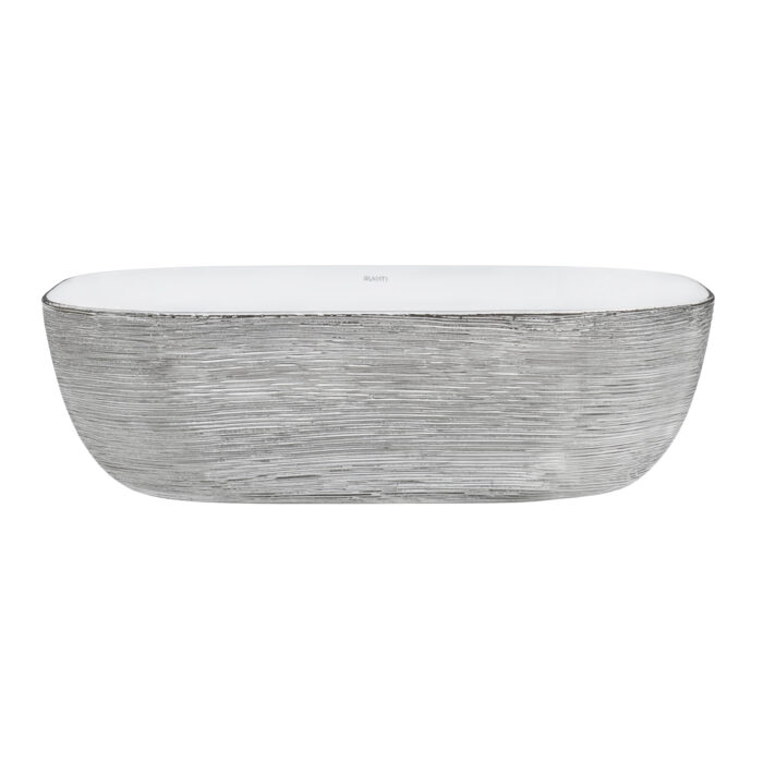 Pietra Ruvati 20" x 16" Bathroom Vessel Sink Silver Decorative Art Above Vanity Counter White Ceramic – Model# RVB2016WS