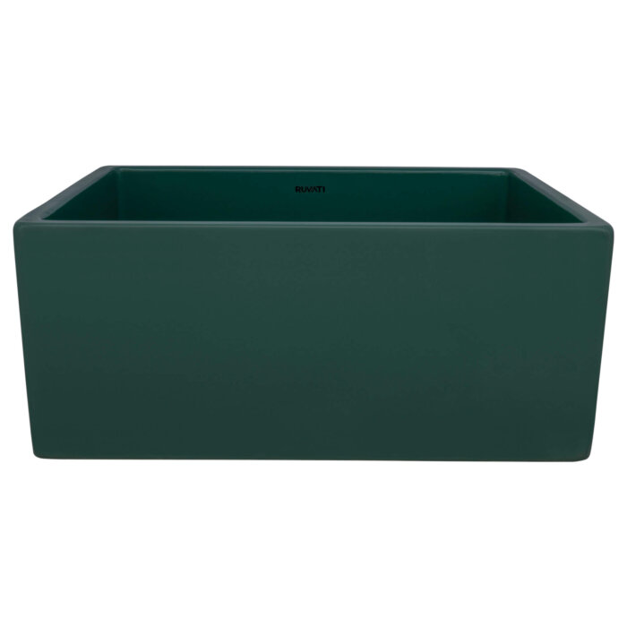 Fiamma Model: RVL2468EG Ruvati 23-inch Fireclay Farmhouse Kitchen Laundry Utility Sink Single Bowl – Emerald Green – RVL2468EG