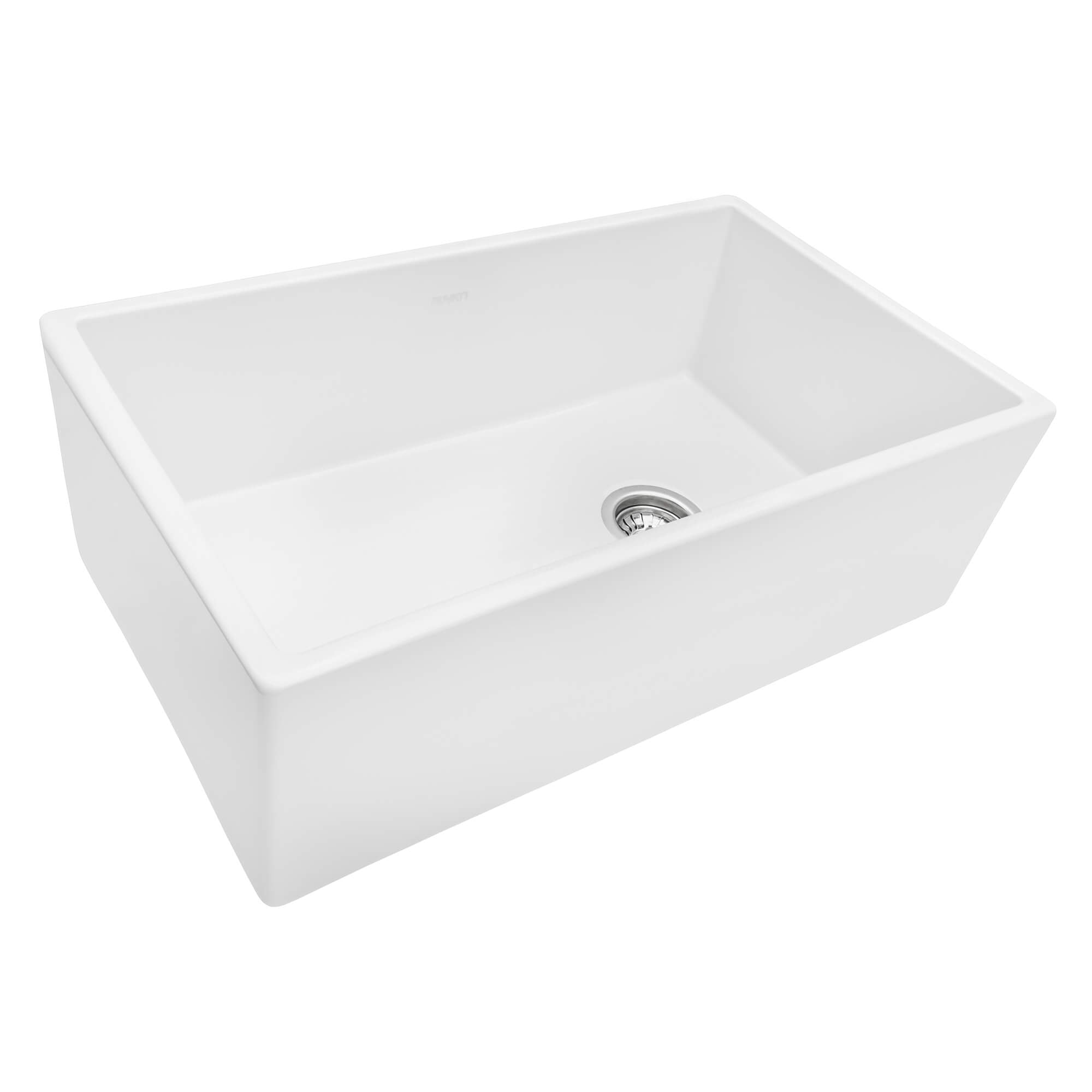 Fiamma Model: RVL2018WR Ruvati 30-inch Fireclay Farmhouse Offset Drain Kitchen Sink Single Bowl White – Right Drain – RVL2018WR