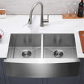 Oakland 33″ Zero Radius, Farmhouse 16 Gauge Stainless Steel Double Bowl Kitchen Sink Model# KSF332010D