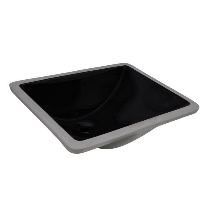 Krona Model: RVB0720BK Ruvati 18 x 12-3/4 inch Undermount Bathroom Sink Black Rectangular Porcelain Ceramic with Overflow – RVB0720BK
