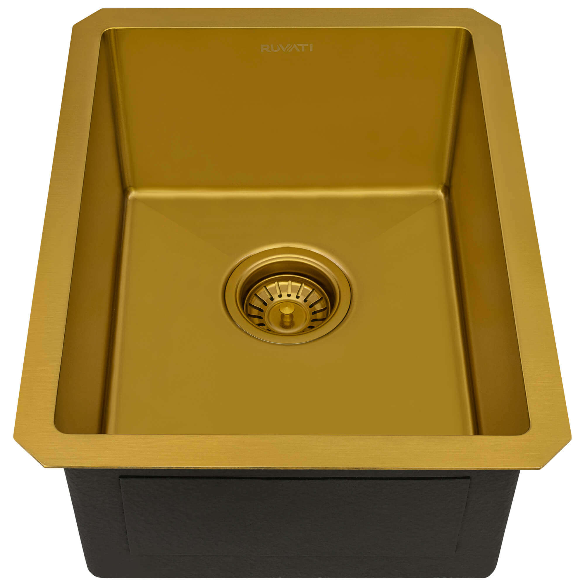 Terraza Ruvati 14" Matte Gold Stainless Steel Undermount Bar Prep Sink – Model# RVH7114GG