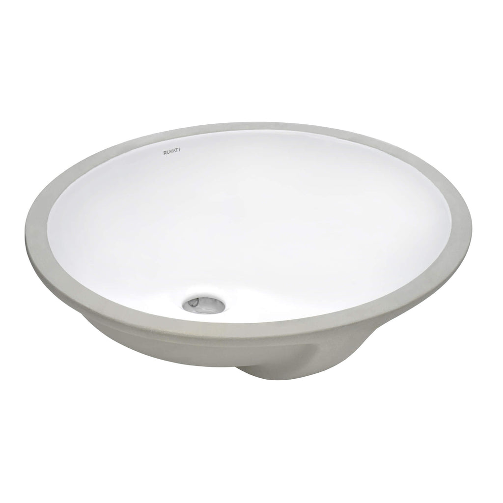 Krona Model: RVB0618 Ruvati 16 x 13 inch Undermount Bathroom Sink White Oval Porcelain Ceramic with Overflow – RVB0618