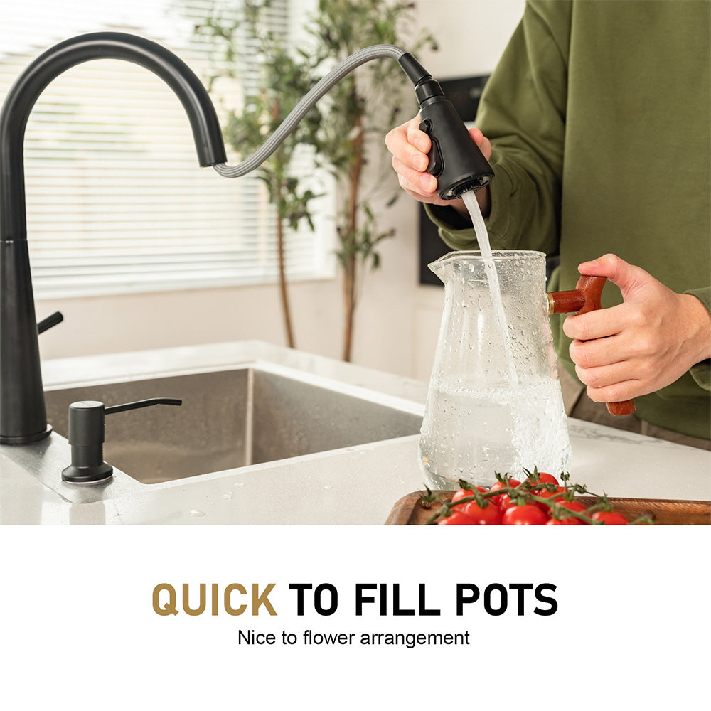 Single Handle Pull-Down 1 Hole Kitchen Faucet in Matte Black Model# KSK1123MB