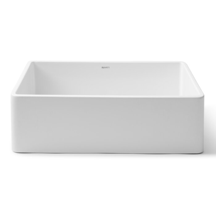 Fiamma Ruvati 33" x 20" Fireclay Reversible Farmhouse Apron-Front Kitchen Sink Single Bowl – White – Model# RVL2300WH