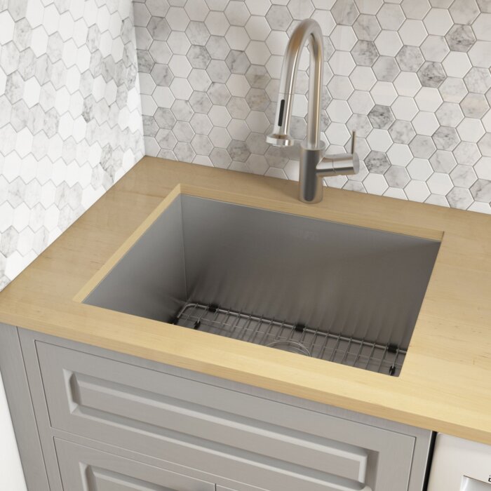 Savona Ruvati 21″ x 18″ x 12″ Deep Laundry Utility Sink Undermount 16 Gauge Stainless Steel – Model# RVU6121