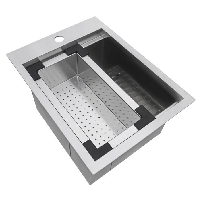 Merino Ruvati 15" x 20" Marine Grade T-316 Workstation Top Mount RV Boat Outdoor Sink Stainless Steel – Model# RVQ5210
