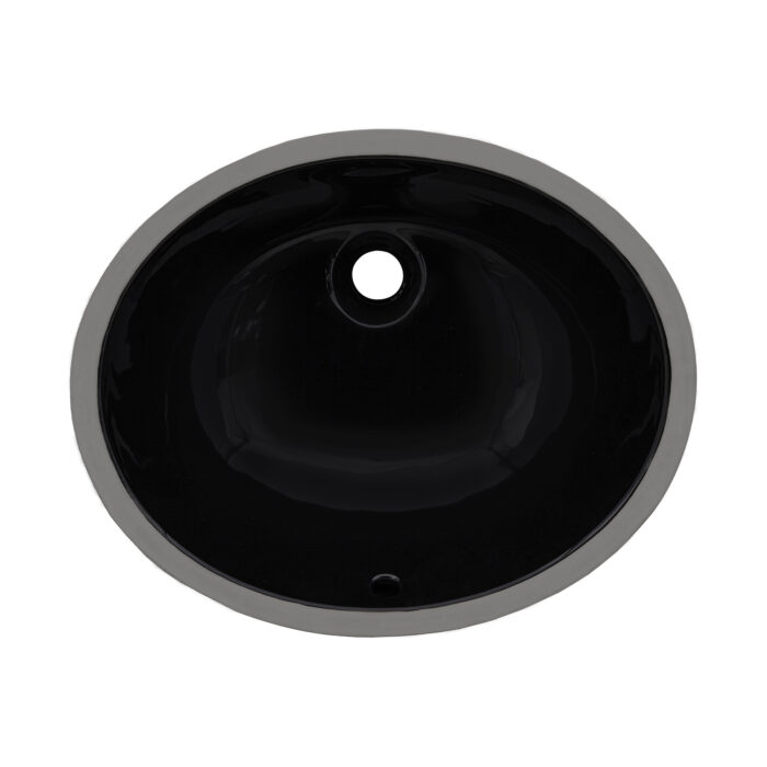 Krona Model: RVB0618BK Ruvati 16 x 13 inch Undermount Bathroom Sink Black Oval Porcelain Ceramic with Overflow – RVB0618BK