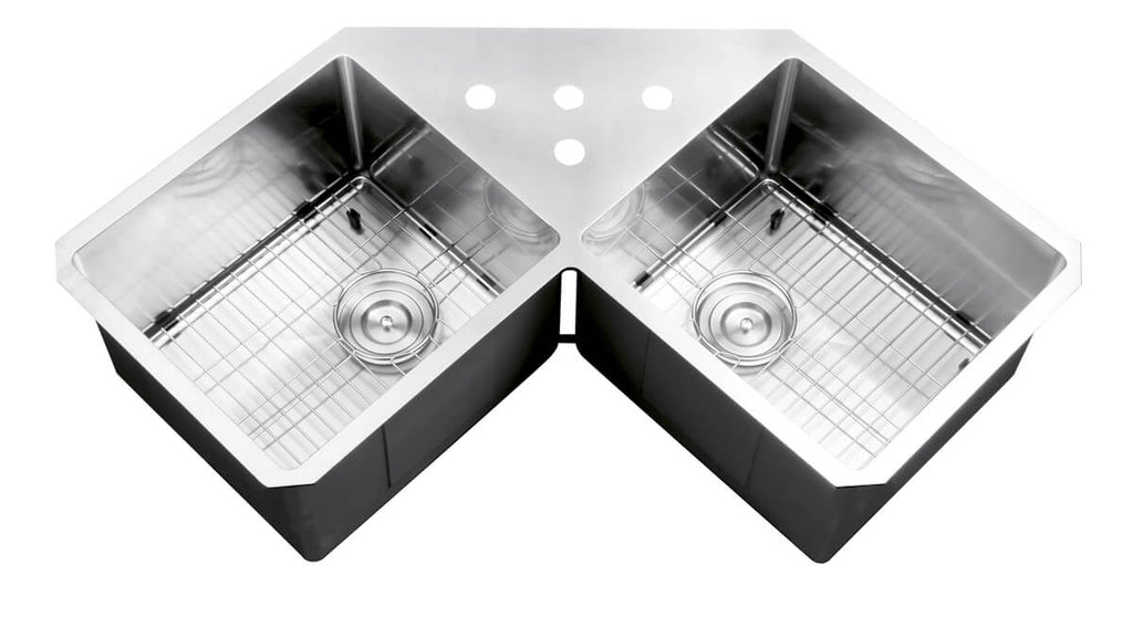 Gravena Ruvati Corner Butterfly Undermount Kitchen Sink 16 Gauge 44″ Double Bowl – Model # RVH8400