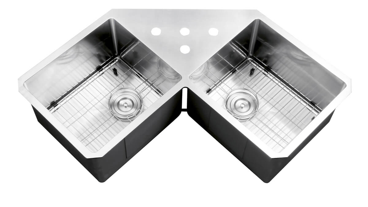 Gravena Ruvati Corner Butterfly Undermount Kitchen Sink 16 Gauge 44″ Double Bowl – Model # RVH8400