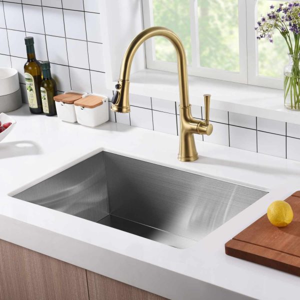 22″ Zero Radius Undermount Single Bowl Stainless Steel Kitchen Sink - Model #KSH22189S