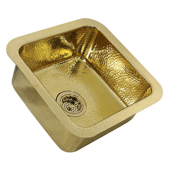 Nantucket Sink Hammered Brass Square Undermount Bar Sink Model# SQRB-7